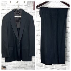Vintage Sears Classic Collection Pinstriped Suit Set 50XL Jacket & Pants 41